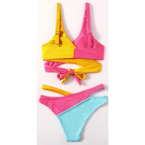 Color Block Patchwork Bikini Set - Picture 2 of 2